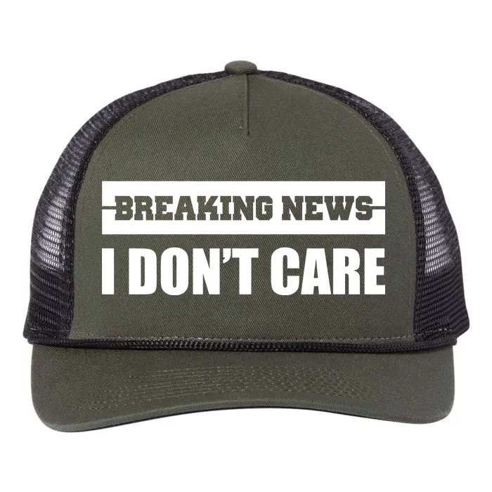 Breaking News I Don't Care Retro Rope Trucker Hat Cap