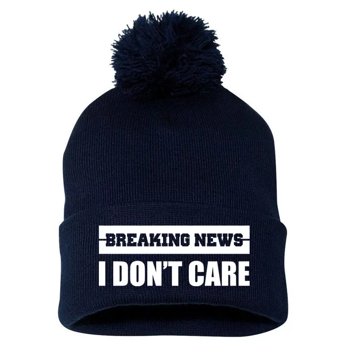 Breaking News I Don't Care Pom Pom 12in Knit Beanie