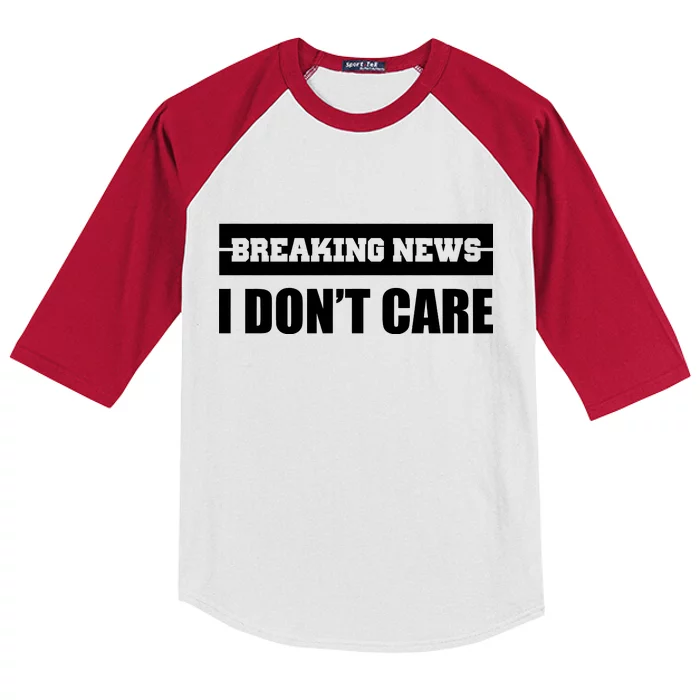 Breaking News I Don't Care Kids Colorblock Raglan Jersey