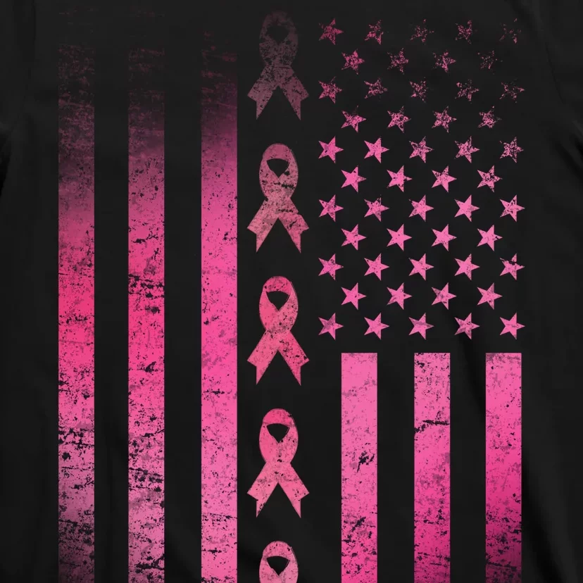 Breast Cancer American Flag T-Shirt