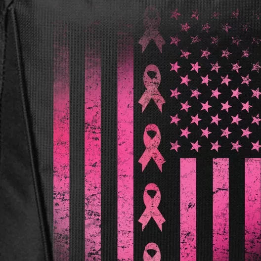 Breast Cancer American Flag City Backpack