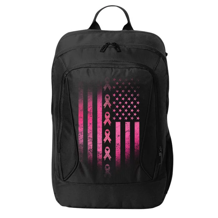 Breast Cancer American Flag City Backpack