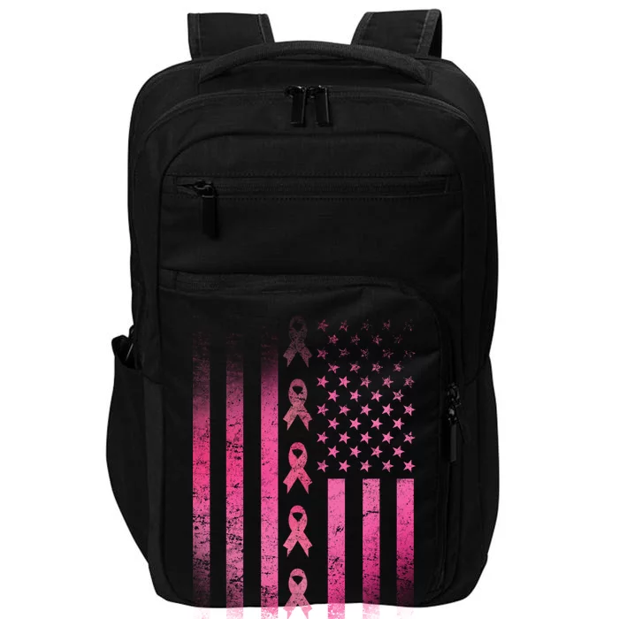 Breast Cancer American Flag Impact Tech Backpack