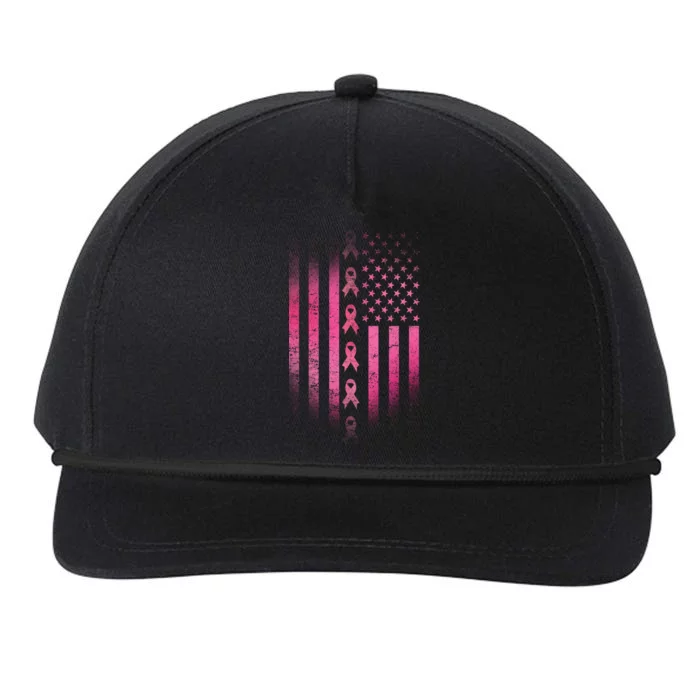 Breast Cancer American Flag Snapback Five-Panel Rope Hat