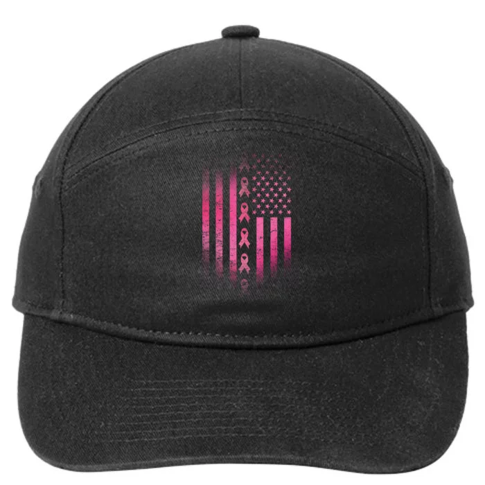 Breast Cancer American Flag 7-Panel Snapback Hat