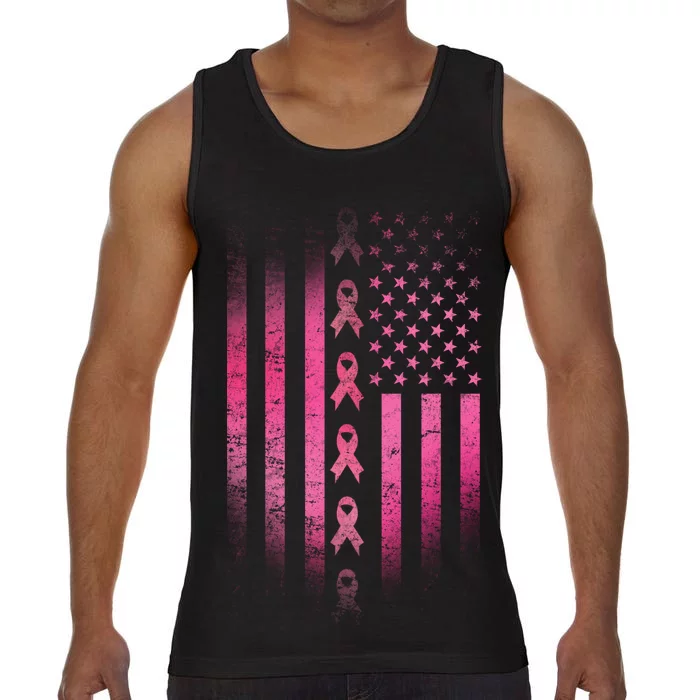 Breast Cancer American Flag Comfort Colors® Tank Top