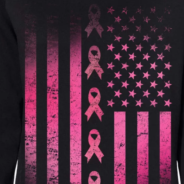 Breast Cancer American Flag Womens California Wash Sweatshirt