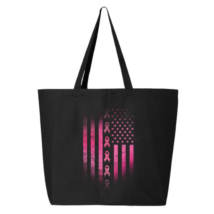 Breast Cancer American Flag 25L Jumbo Tote