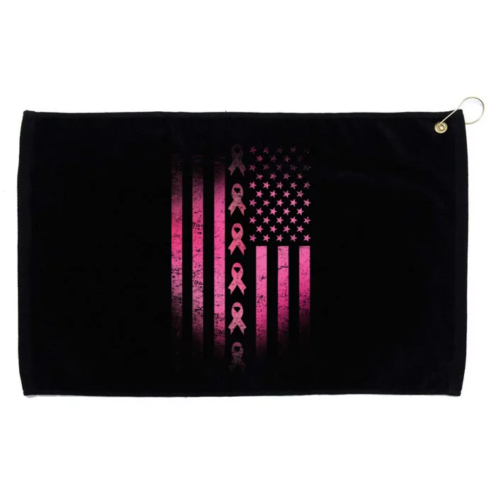 Breast Cancer American Flag Grommeted Golf Towel