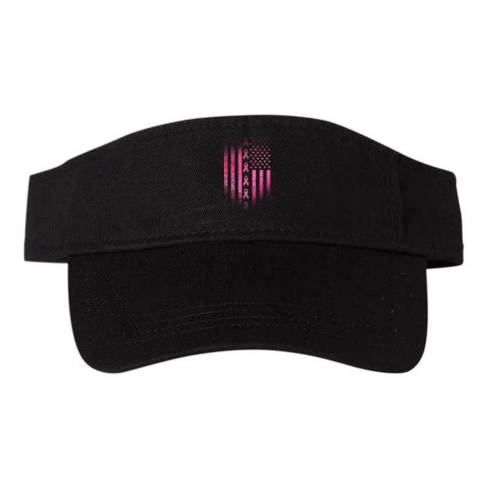 Breast Cancer American Flag Valucap Bio-Washed Visor