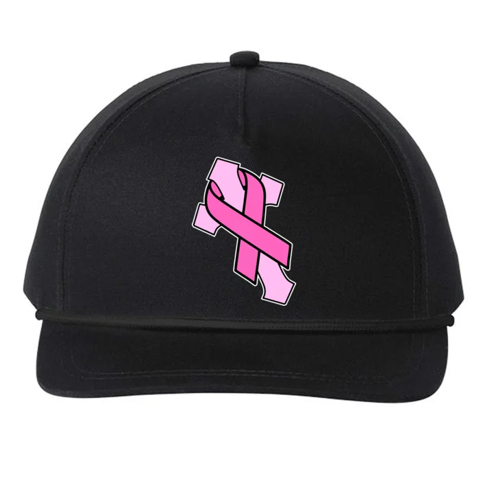 Breast Cancer Awareness Christian Pink Cross Ribbon Snapback Five-Panel Rope Hat