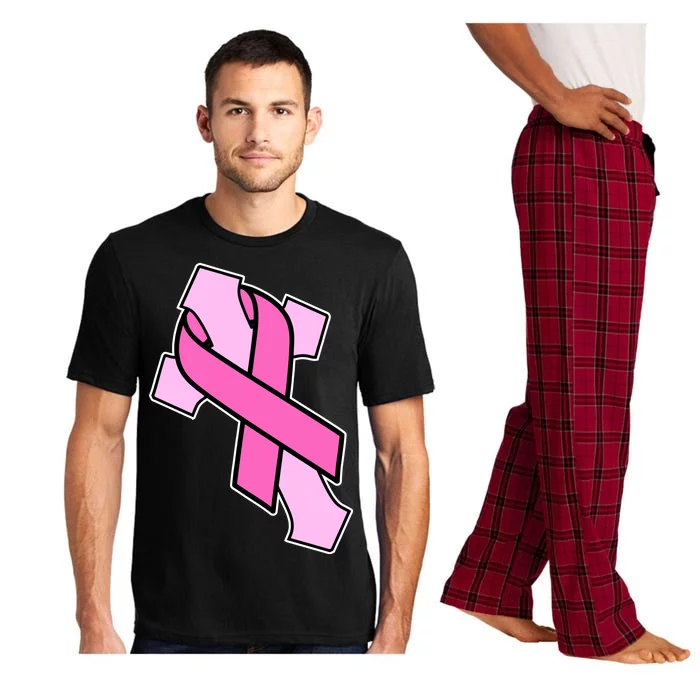 Breast Cancer Awareness Christian Pink Cross Ribbon Pajama Set