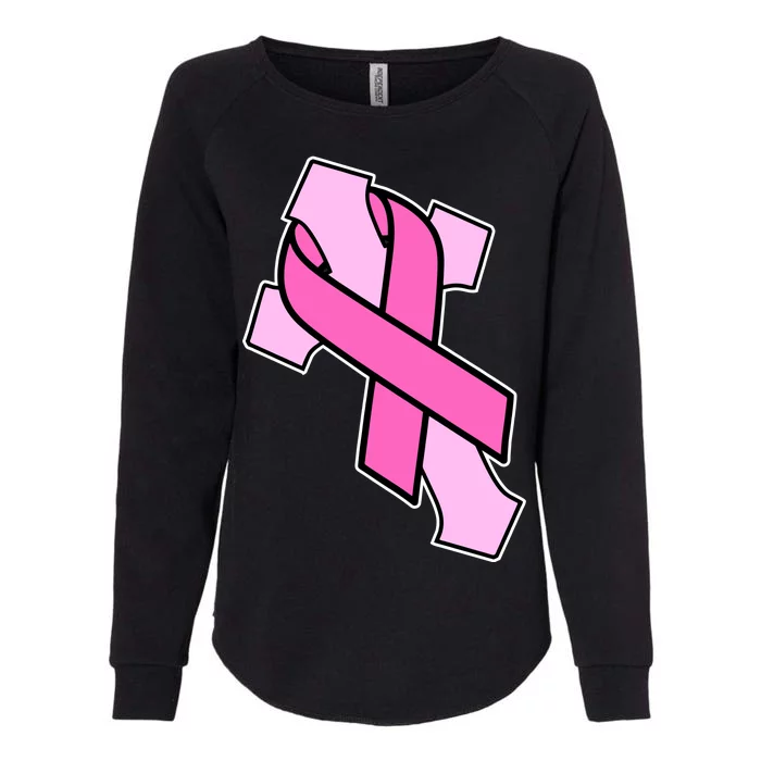 Breast Cancer Awareness Christian Pink Cross Ribbon Womens California Wash Sweatshirt