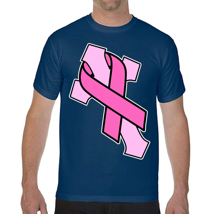 Breast Cancer Awareness Christian Pink Cross Ribbon Comfort Colors T-Shirt