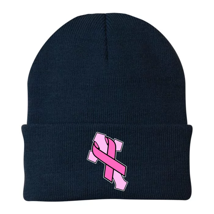 Breast Cancer Awareness Christian Pink Cross Ribbon Knit Cap Winter Beanie