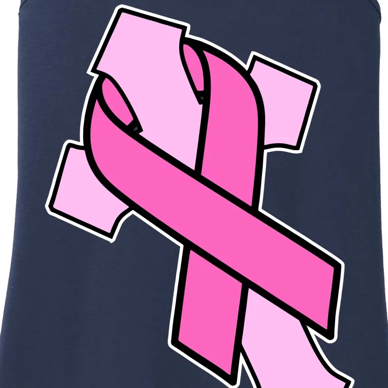 Breast Cancer Awareness Christian Pink Cross Ribbon Ladies Essential Tank