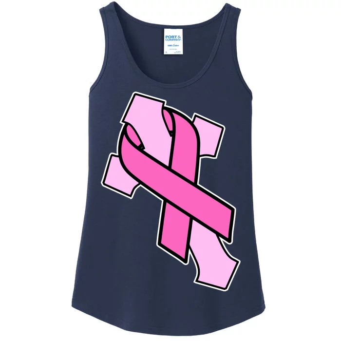 Breast Cancer Awareness Christian Pink Cross Ribbon Ladies Essential Tank