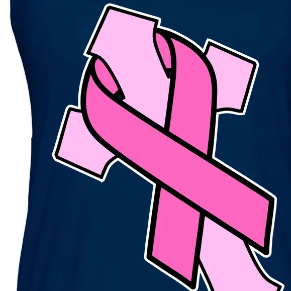 Breast Cancer Awareness Christian Pink Cross Ribbon Ladies Essential Flowy Tank