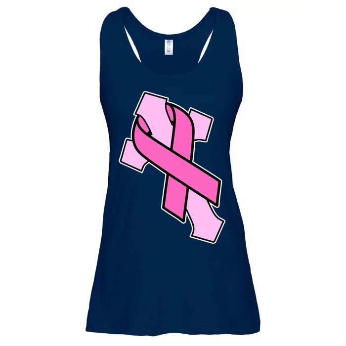 Breast Cancer Awareness Christian Pink Cross Ribbon Ladies Essential Flowy Tank