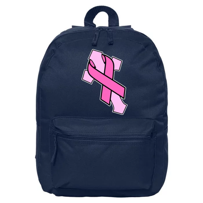 Breast Cancer Awareness Christian Pink Cross Ribbon 16 in Basic Backpack