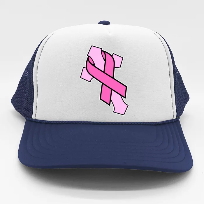 Breast Cancer Awareness Christian Pink Cross Ribbon Trucker Hat