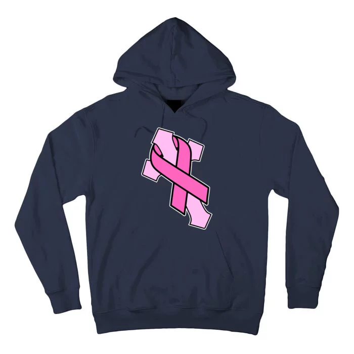 Breast Cancer Awareness Christian Pink Cross Ribbon Tall Hoodie