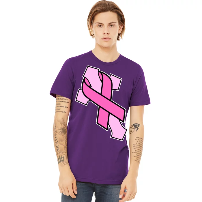 Breast Cancer Awareness Christian Pink Cross Ribbon Premium T-Shirt