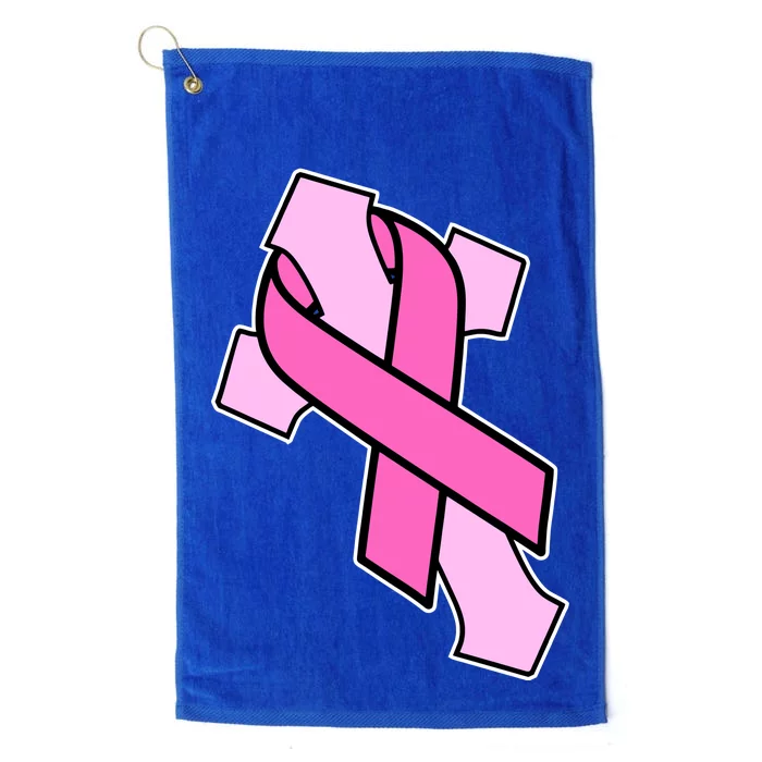 Breast Cancer Awareness Christian Pink Cross Ribbon Platinum Collection Golf Towel