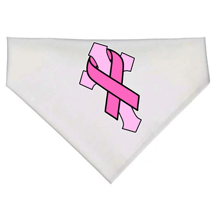 Breast Cancer Awareness Christian Pink Cross Ribbon USA-Made Doggie Bandana