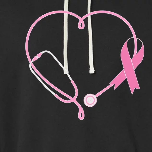 Breast Cancer Awareness Doctor Nurse Stethoscope Garment-Dyed Fleece Hoodie