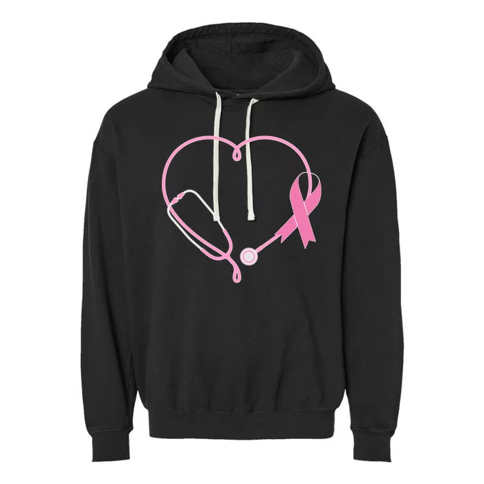 Breast Cancer Awareness Doctor Nurse Stethoscope Garment-Dyed Fleece Hoodie