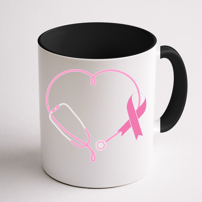 Breast Cancer Awareness Doctor Nurse Stethoscope Front & Back Coffee Mug