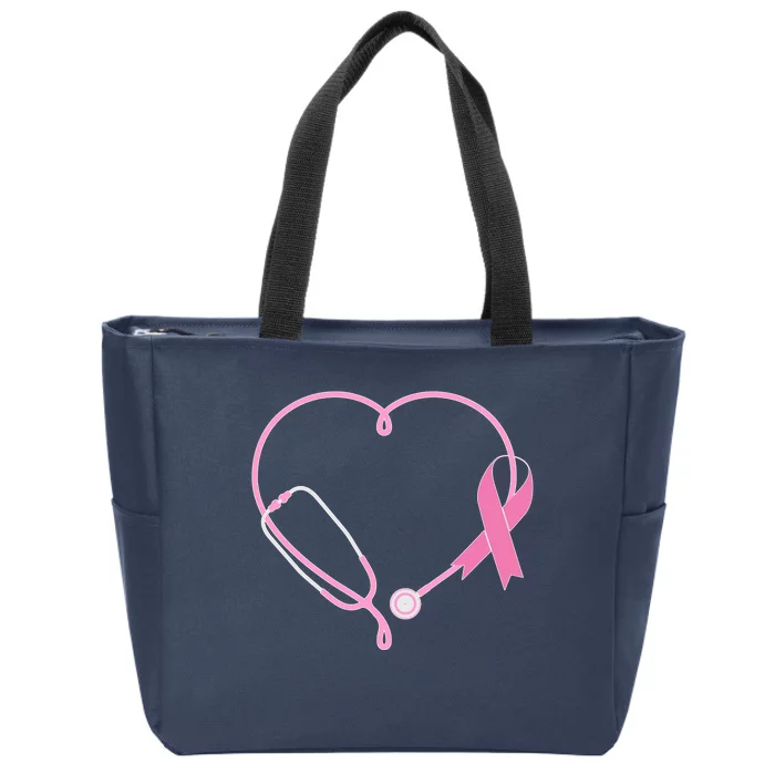 Breast Cancer Awareness Doctor Nurse Stethoscope Zip Tote Bag