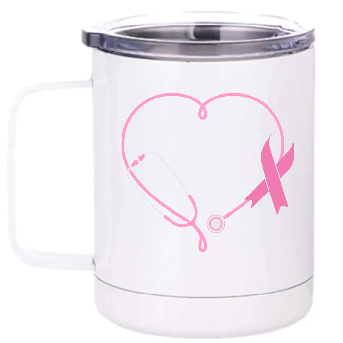 Breast Cancer Awareness Doctor Nurse Stethoscope Front & Back 12oz Stainless Steel Tumbler Cup