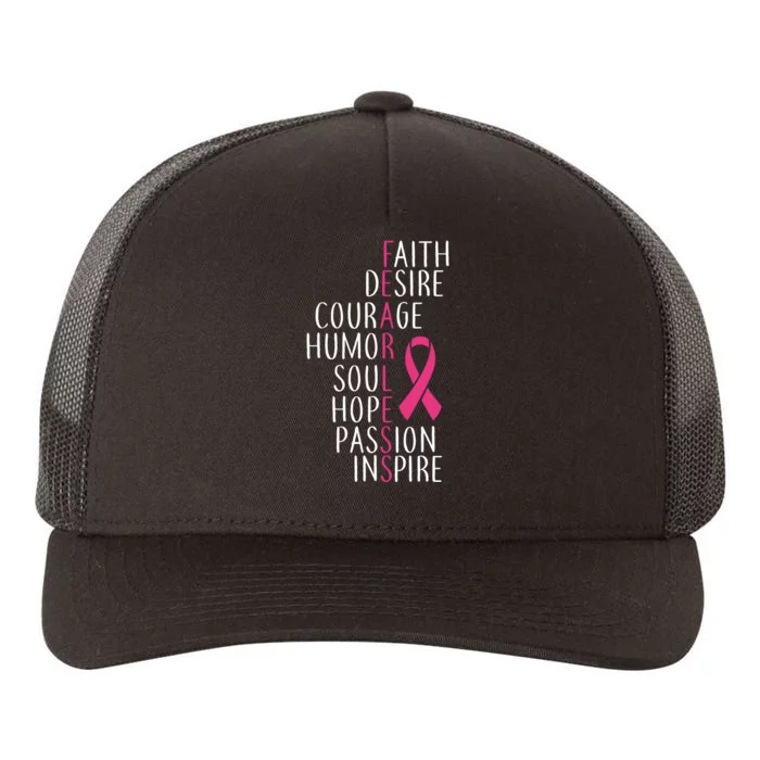 Breast Cancer Awareness Fearless Faith Yupoong Adult 5-Panel Trucker Hat