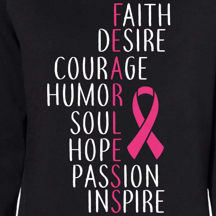 Breast Cancer Awareness Fearless Faith Womens California Wash Sweatshirt