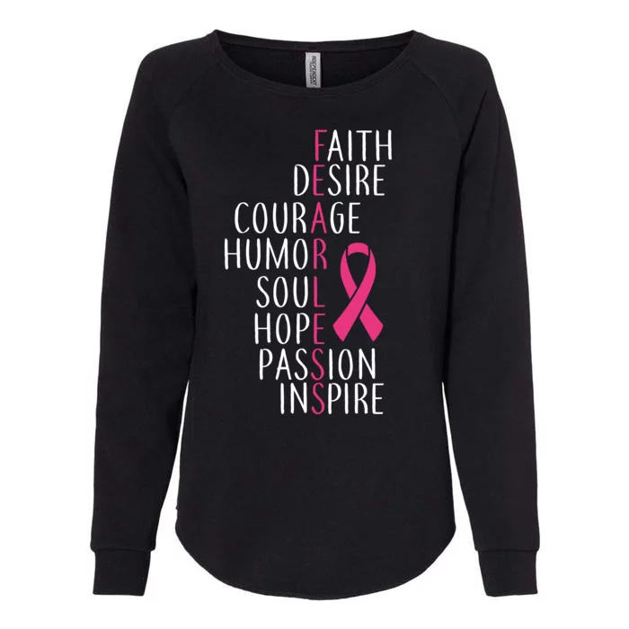 Breast Cancer Awareness Fearless Faith Womens California Wash Sweatshirt