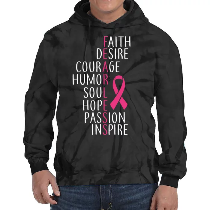 Breast Cancer Awareness Fearless Faith Tie Dye Hoodie