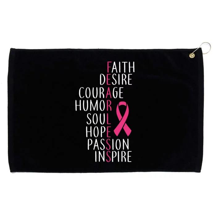 Breast Cancer Awareness Fearless Faith Grommeted Golf Towel