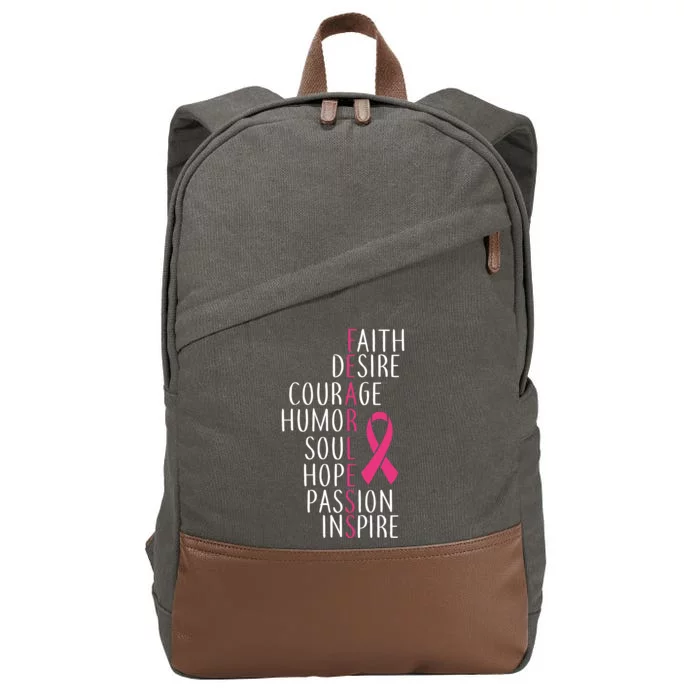 Breast Cancer Awareness Fearless Faith Cotton Canvas Backpack