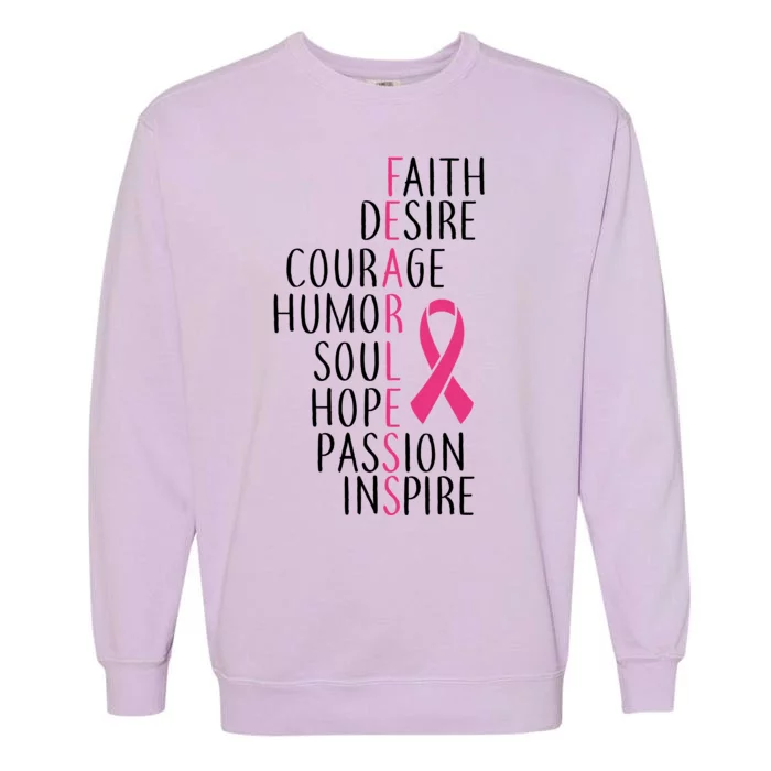 Breast Cancer Awareness Fearless Faith Garment-Dyed Sweatshirt