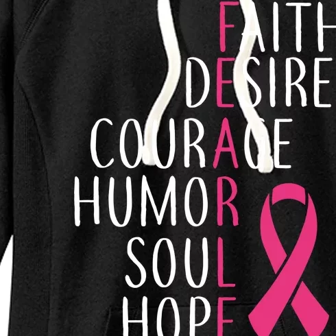 Breast Cancer Awareness Fearless Quote Women's Fleece Hoodie