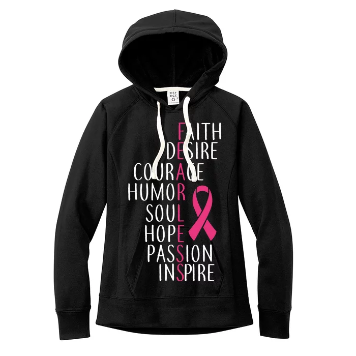 Breast Cancer Awareness Fearless Quote Women's Fleece Hoodie