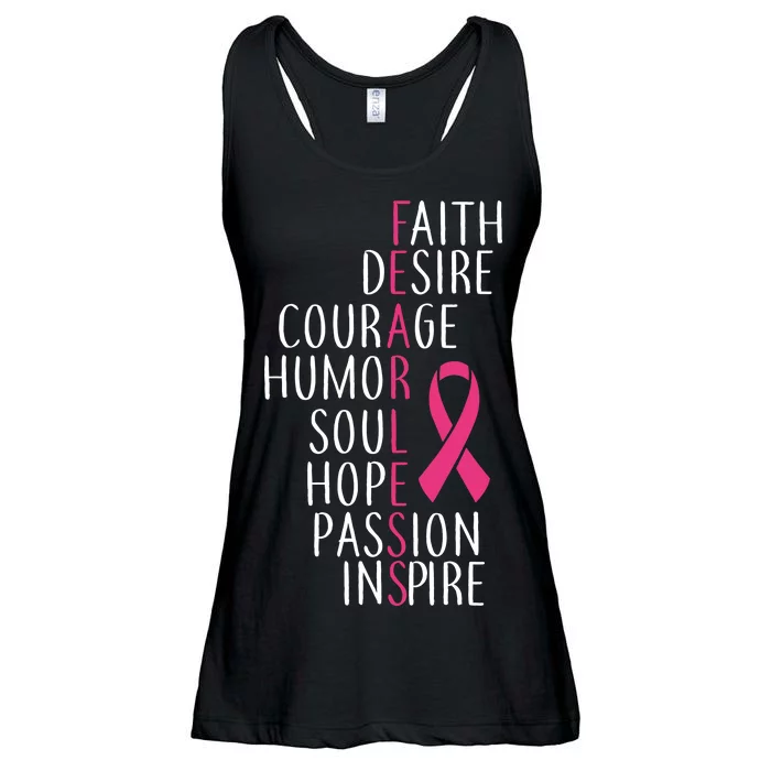 Breast Cancer Awareness Fearless Quote Ladies Essential Flowy Tank