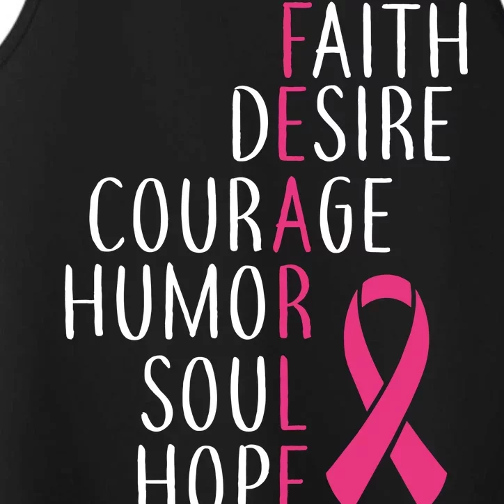 Breast Cancer Awareness Fearless Quote Performance Tank