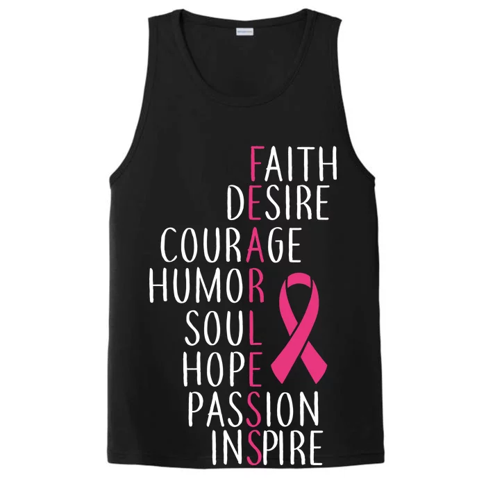 Breast Cancer Awareness Fearless Quote Performance Tank