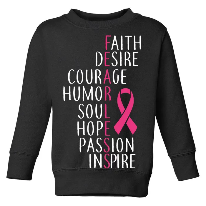 Breast Cancer Awareness Fearless Quote Toddler Sweatshirt