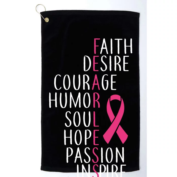 Breast Cancer Awareness Fearless Quote Platinum Collection Golf Towel