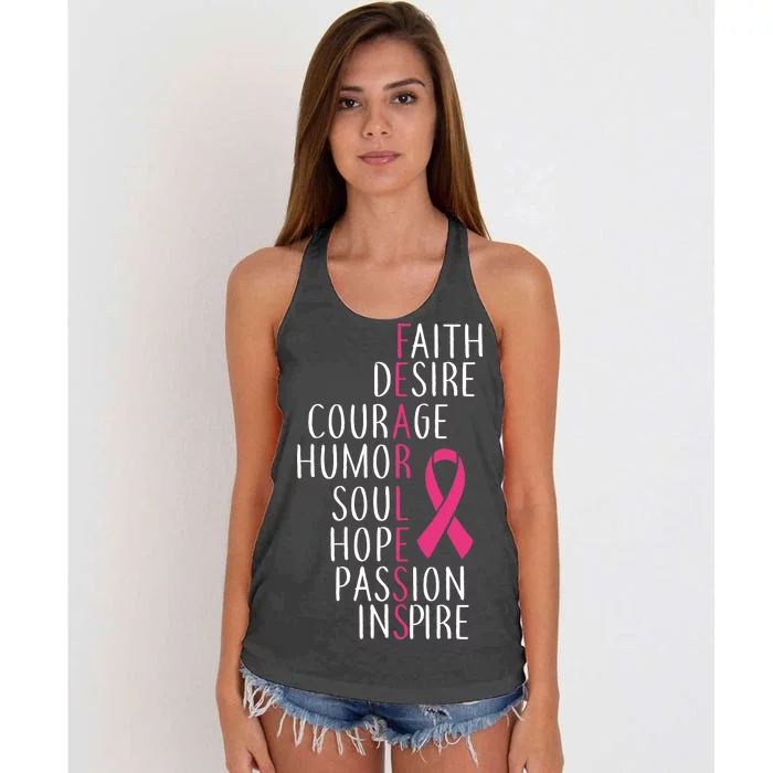 Breast Cancer Awareness Fearless Quote Women's Knotted Racerback Tank