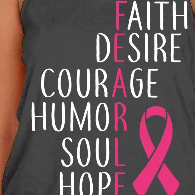 Breast Cancer Awareness Fearless Quote Women's Knotted Racerback Tank